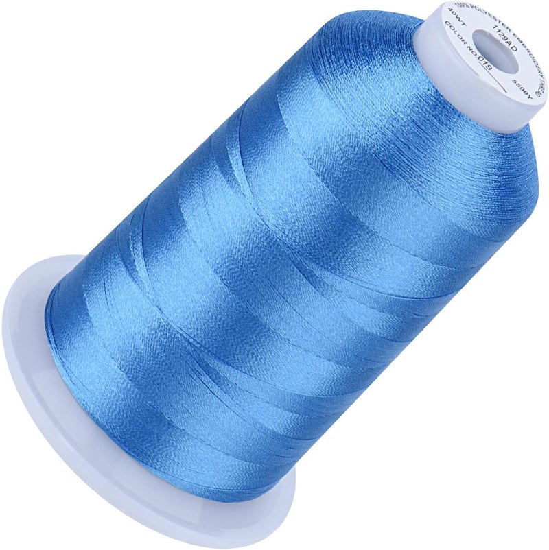 simthread 5500Yds Embroidery Thread, 5000M High-Yardage 40WT 100% Polyester Thread – 170+ Vivid Colors, High-Speed Rated – Compatible with Brother, Singer, Janome & More - Sky Blue 019 - Image 1